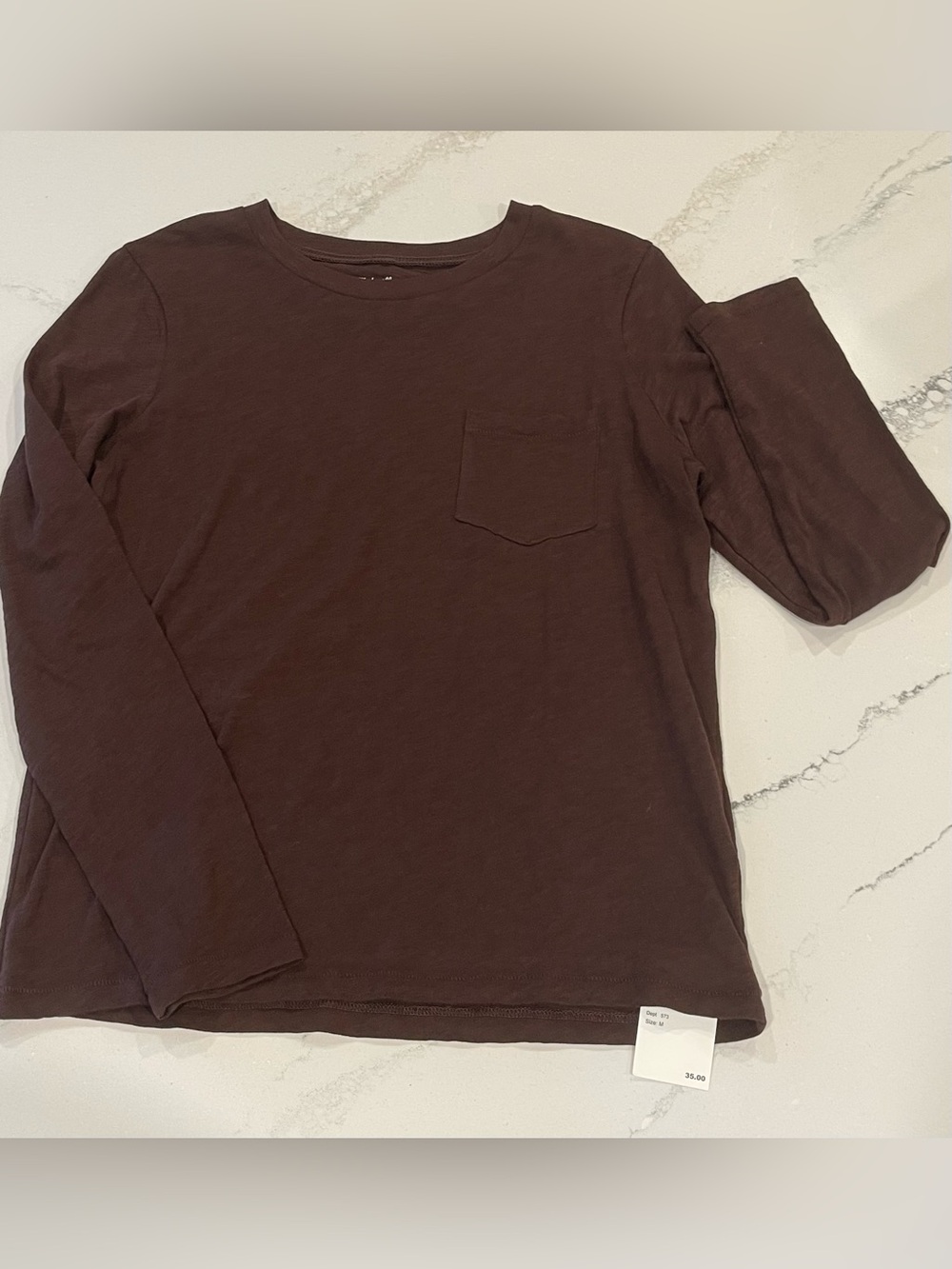 Madewell Women’s Long Sleeve Pocket Tee Chocolate Raisin- Size M